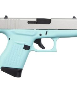 Glock 43 Robins Egg Blue 9mm Luger 3.39in Cerakote Shimmering Aluminum Pistol – 6+1 Rounds